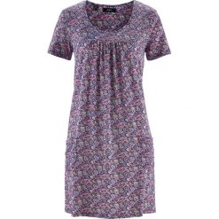 Sukienka shirtowa, krótki rękaw bonprix jasny fuksja z nadrukiem. Różowe sukienki damskie bonprix, z nadrukiem, bez kołnierzyka, z krótkim rękawem, krótkie, mini. Za 74,99 zł.