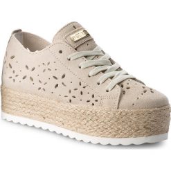 Espadryle GUESS - Marley FLRLY2 SUE12 LBEIG. Brązowe espadryle damskie marki Guess, z aplikacjami, ze skóry, na koturnie. W wyprzedaży za 299,00 zł.