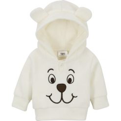 Bluza niemowlęca z polaru bonprix kremowy. Białe bluzy niemowlęce bonprix, z aplikacjami, z polaru, bez rękawów, bez kaptura. Za 54,99 zł.