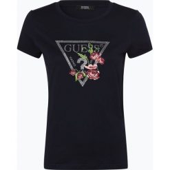 Guess Jeans - T-shirt damski, niebieski. Niebieskie t-shirty damskie marki Guess Jeans, s, z haftami, z jeansu, bez kołnierzyka. Za 199,95 zł.