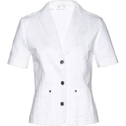 Żakiet dżinsowy, krótki rękaw bonprix biały denim. Białe żakiety damskie bonprix, bez wzorów, z denimu. Za 129,99 zł.