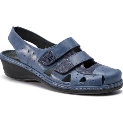 Sandały COMFORTABEL - 720123 Cobalt 5. Niebieskie klapki damskie Comfortabel, bez wzorów, ze skóry, bez obcasa, na obcasie. Za 289,00 zł.