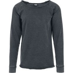 Urban Classics Long Burnout Open Edge Crewneck Bluza ciemnoszary. Niebieskie bluzy męskie marki Urban Classics, l, z okrągłym kołnierzem. Za 99,90 zł.