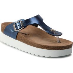 Japonki DR. BRINKMANN - 701398 Blau 5. Niebieskie klapki damskie Dr. Brinkmann, bez wzorów, ze skóry ekologicznej, bez obcasa. W wyprzedaży za 179,00 zł.
