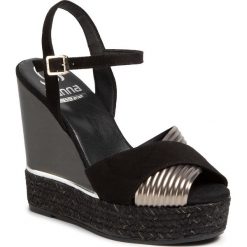 Espadryle KANNA - 20KV20087 Combi-4. Czarne espadryle damskie Kanna, bez wzorów, z zamszu, bez obcasa, na obcasie. Za 539,00 zł.