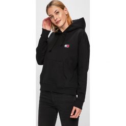 Tommy Jeans - Bluza. Szare bluzy damskie Tommy Jeans, s, z nadrukiem, z bawełny, bez rękawów, z kapturem. Za 429,90 zł.