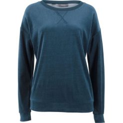 Bluza z dzianiny welurowej nicki bonprix ciemnoniebieski. Niebieskie bluzy damskie bonprix, z dzianiny. Za 74,99 zł.