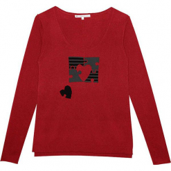 Sweter kaszmirowy w kolorze czerwonym. Czerwone swetry klasyczne damskie marki Ateliers de la Maille, z kaszmiru, z okrągłym kołnierzem. W wyprzedaży za 500,95 zł.