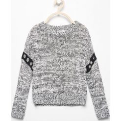 Swetry dziewczęce: Melanżowy sweter z eyeletami – Czarny