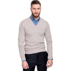 Sweter FABRIZIO SWER000111. Brązowe swetry męskie Giacomo Conti, m, bez wzorów, z wiskozy, eleganckie, bez kołnierzyka, bez kaptura. Za 229,00 zł.