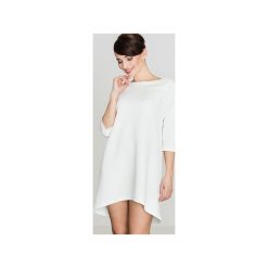 Sukienka K134 Ecru. Brązowe sukienki damskie Lenitif, na imprezę, xl, bez wzorów, z tkaniny, bez kołnierzyka, bez rękawów. Za 139,00 zł.