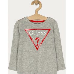 Guess Jeans - Longsleeve dziecięcy 92-122 cm. Niebieskie t-shirty chłopięce Guess Jeans, z nadrukiem, z bawełny, z długim rękawem. Za 89,90 zł.