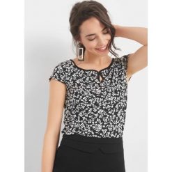Taliowana koszulka w kwiaty. Czarne koszulki damskie Orsay, xs, z aplikacjami, z elastanu, biznesowe, bez kołnierzyka. Za 49,99 zł.