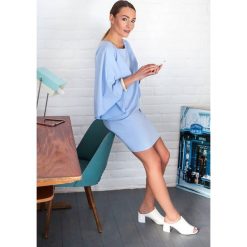 Marie sukienka kimono - błękitna. Niebieskie sukienki damskie Stylove, s, bez wzorów, z elastanu, bez kołnierzyka, bez rękawów. Za 159,00 zł.