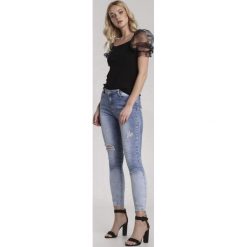 Niebieskie Jeansy Skinny Daphinohre. Niebieskie jeansy damskie Renee, bez wzorów, z jeansu. Za 109,99 zł.