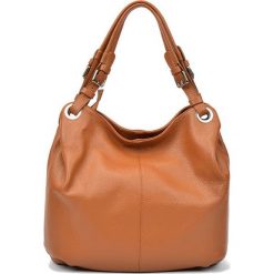 Shopper bag damskie: Skórzana torebka w kolorze koniaku – (S)32 x (W)45 x (G)12 cm