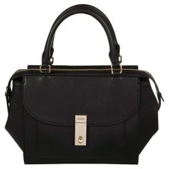 Guess Damska Torba Guess Factor Y Women`S Andra Saffiano Satchel - Black. Czarne torebki klasyczne damskie marki Guess, z aplikacjami, ze skóry. W wyprzedaży za 453,00 zł.