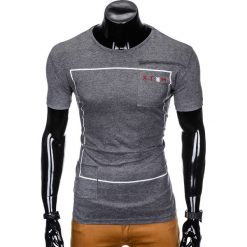T-SHIRT MĘSKI Z NADRUKIEM S954 - GRAFITOWY. Szare t-shirty męskie marki Ombre Clothing, s, z nadrukiem. Za 19,99 zł.