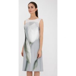 Sukienka w kolorze szarym. Szare sukienki damskie Far Far Fashion, Ryłko by Agnes&Paul, bez wzorów, z okrągłym kołnierzem, bez rękawów. W wyprzedaży za 69,95 zł.