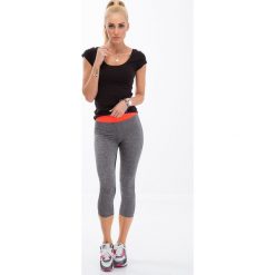 Legginsy sportowe damskie: Ciemnoszare legginsy sportowe z kieszonką / pomarańcz 5519