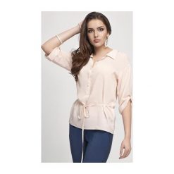 Bluzka-tunika Bella 4073 jasna morela. Szare bluzki damskie Lookat, bez wzorów, bez kołnierzyka, bez rękawów. Za 59,90 zł.