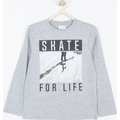 Koszulka. Szare t-shirty chłopięce marki SKATE FOR LIFE, z aplikacjami, z długim rękawem. Za 49,90 zł.