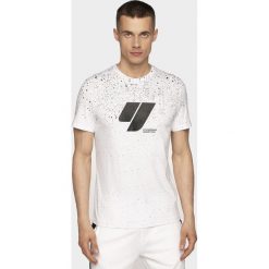 T-shirt męski TSM210 - czarny&biały allover. Czarne koszulki męskie 4f, m, bez wzorów, bez kołnierzyka, bez rękawów. Za 69,99 zł.