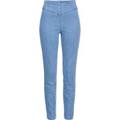 Jegginsy z wysoką talią bonprix jasnoniebieski "bleached". Niebieskie jeansy damskie bonprix. Za 84,99 zł.