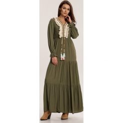 Zielona Sukienka Kylraya. Zielone sukienki damskie Renee, s, bez wzorów, bez kołnierzyka, bez rękawów, maxi. Za 129,99 zł.