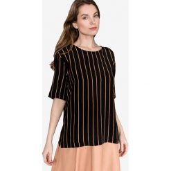 SELECTED Alessa Koszulka Czarny. Czarne koszulki damskie Selected, w paski, z wiskozy, bez kołnierzyka. Za 268,95 zł.