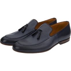 Buty Granatowe Nevis. Mokasyny męskie LANCERTO, na lato, ze skóry, casualowe. W wyprzedaży za 399,90 zł.