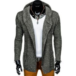 SWETER MĘSKI ROZPINANY ZE STÓJKĄ E129 - KHAKI. Brązowe kardigany męskie marki Inny, m, z poliakrylu, ze stójką. Za 49,00 zł.