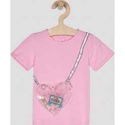 Name it - T-shirt dziecięcy 92-104 cm. Żółte bluzki dziewczęce Name it, z nadrukiem, z elastanu, z okrągłym kołnierzem, bez rękawów, bez kaptura. Za 59,90 zł.
