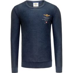 Sweter AERONAUTICA MILITARE Granatowy. Niebieskie swetry klasyczne męskie marki Aeronautica Militare, z dzianiny, z okrągłym kołnierzem. Za 470,00 zł.