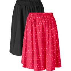 Spódnica shirtowa (2 szt.) bonprix czerwony w białe kropki + czarny. Czerwone spódniczki damskie bonprix, bez wzorów. Za 65,98 zł.