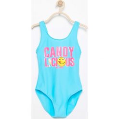 Jednoczęściowy strój kąpielowy smiley - Turkusowy. Niebieskie stroje jednoczęściowe dziewczęce marki Reserved. Za 39,99 zł.