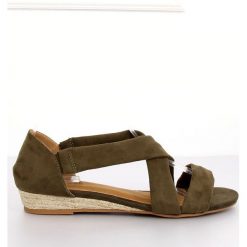 Sandałki espadryle zielone 9R72 Green. Zielone espadryle damskie ButyModne, bez wzorów, ze skóry, eleganckie, bez obcasa, bez zapięcia. W wyprzedaży za 63,41 zł.