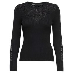 ONLY Damski sweter New Oda L / S Pullover Knit Black (rozmiar XS). Czarne swetry damskie ONLY, s, bez wzorów, z materiału, bez rękawów, bez kaptura. W wyprzedaży za 98,00 zł.