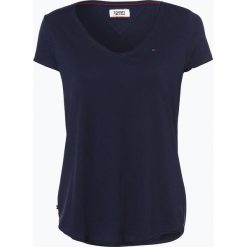 Tommy Jeans - T-shirt damski, niebieski. Szare t-shirty damskie marki Tommy Jeans, l, z dzianiny, z podwyższonym stanem, dopasowane. Za 99,95 zł.