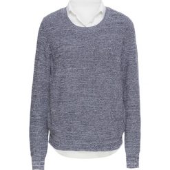 Sweter dzianinowy z koszulową wstawką bonprix szary melanż - biały. Szare swetry klasyczne damskie bonprix, z dzianiny, z koszulowym kołnierzykiem. Za 59,99 zł.