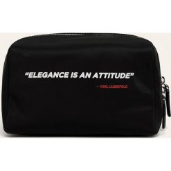 Karl Lagerfeld - Kosmetyczka. Czarne kosmetyczki damskie KARL LAGERFELD, z nadrukiem, ze skóry. Za 399,90 zł.