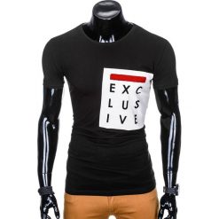 T-shirty męskie: T-SHIRT MĘSKI Z NADRUKIEM S882 – CZARNY