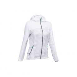 Kurtka turystyczna FH500 Helium Wind damska. Białe kurtki damskie QUECHUA, xl, bez wzorów, z poliesteru, bez kaptura. W wyprzedaży za 59,99 zł.