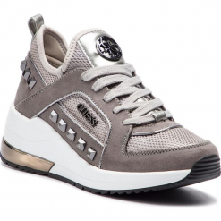 Sneakersy GUESS - FL5JUL FAB12 SILVE. Szare sneakersy damskie Guess, z materiału. Za 629,00 zł.
