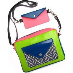 Torebki klasyczne damskie: Torebka Double Bag – groszkowa zieleń z różem