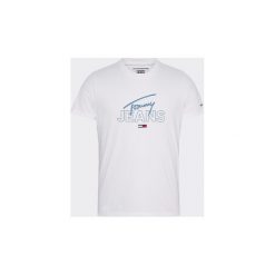T-shirty z krótkim rękawem Tommy Jeans DM0DM07011 CRIPT LOGO. Białe t-shirty męskie Tommy Jeans, s, bez wzorów, z jeansu, bez kołnierzyka, krótkie. Za 119,05 zł.