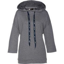 Bluza dresowa bonprix szary melanż. Szare bluzy damskie z kapturem marki bonprix, z dresówki. Za 89,99 zł.