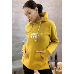 Bawełniana bluza z kapturem żółty. Żółte bluzy damskie N/A, xl, bez wzorów, z elastanu, bez rękawów, z kapturem. Za 149,00 zł.