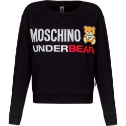 Bluza MOSCHINO UNDERWEAR. Białe bluzy damskie Moschino Underwear, z nadrukiem, z bawełny, bez rękawów, bez kaptura. W wyprzedaży za 393,00 zł.