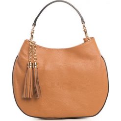 Shopper bag damskie: Skórzana torebka w kolorze brązowym – 33 x 25 x 8 cm